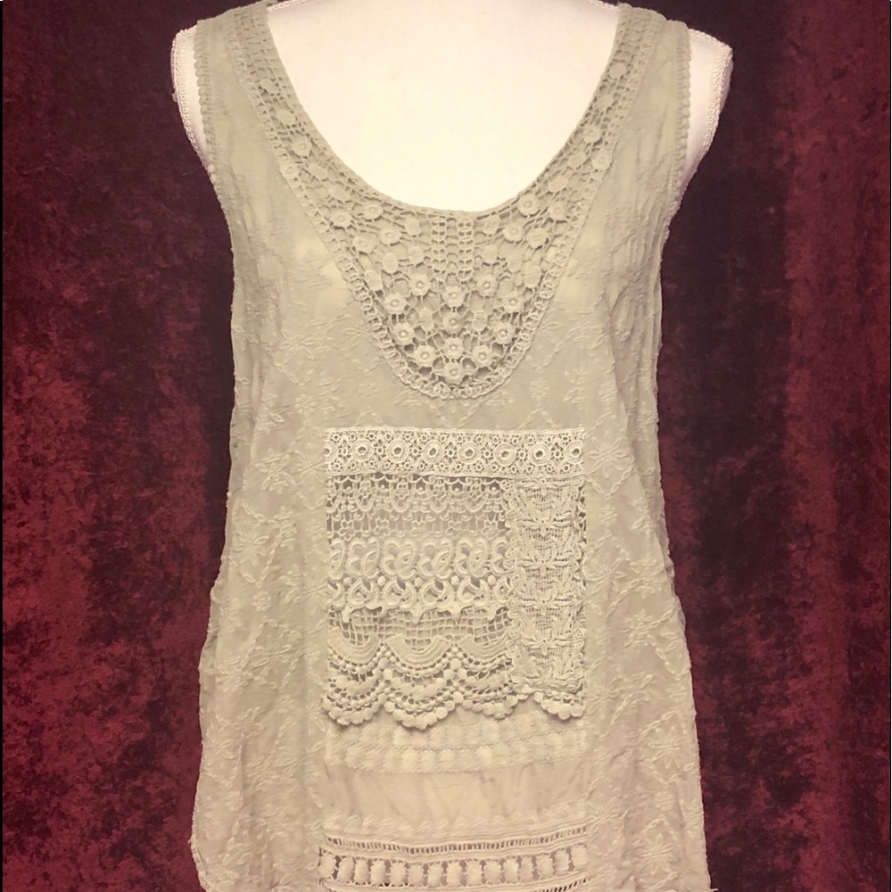 Johnny Was pale sage green top